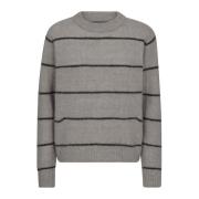 MOS MOSH Slim Stripe Crewneck Stickad Tröja Gray, Dam