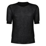 Ami Paris Svart Crewneck T-shirt Semitransparent Kort Ärm Black, Herr