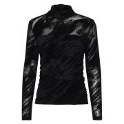 Gestuz Mesh Blus i Svart Black, Dam