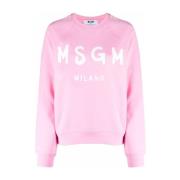 Msgm Casual Sweatshirt med 12C Design Pink, Dam