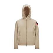 Moncler Snygg Beige Vindjacka med Tricolour Ränder Beige, Herr