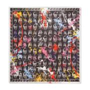 Philipp Plein Sidenscarf med multicolor all-over tryck Black, Unisex