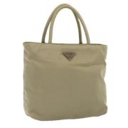 Prada Vintage Pre-owned Nylon handvskor Beige, Dam