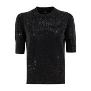 Ermanno Scervino Kortärmad Stickad Jumper Black, Dam