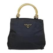 Prada Vintage Pre-owned Nylon handvskor Blue, Dam