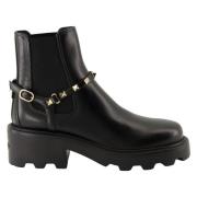 Valentino Garavani Rockstud Läder Ankelboots Black, Dam