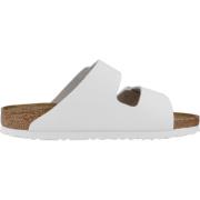 Birkenstock Läder Slide Sandaler White, Herr