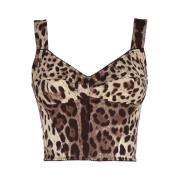 Dolce & Gabbana Leopard Print Sweetheart Neckline Top Multicolor, Dam