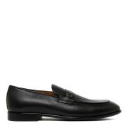 Salvatore Ferragamo Svarta Läderloafers Slip On Stil Black, Herr