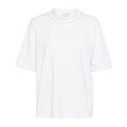 Kaffe Vit Optisk Tee Oversized Mjuk Kvalitet White, Dam