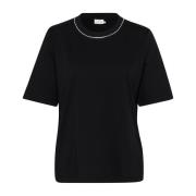 Kaffe Svart Djup Tee Oversized Rund Hals Black, Dam