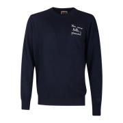 MC2 Saint Barth Blå Crew Neck Sweater med Citat Blue, Herr