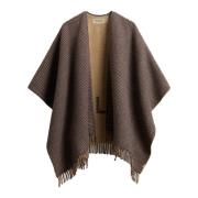 Woolrich Dubbel-Face Cape med Fransar Brown, Dam