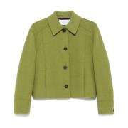 Harris Wharf London Peridot Cropped Kokt Jacka Green, Dam