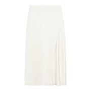 Max Mara Weekend Beige Satin Midi Kjol med Slits Beige, Dam