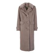 Herno Faux Fur Coat Brown, Dam