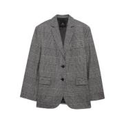 Anine Bing Oversize Pata de Gallo Blazer Gray, Herr