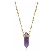 Nialaya Sterling Silver Amethyst Crystal Necklace with Engraved Evil E...