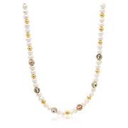 Nialaya Women's Evil Eye Pearl Necklace Yellow, Dam