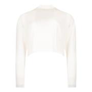 Pinko Vit Högkrage Cashmere Tröja med Metallisk Detalj White, Dam