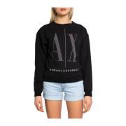 Armani Exchange Stilren dam sweatshirt utan huva Black, Dam