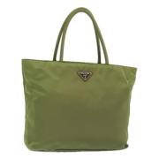 Prada Vintage Pre-owned Nylon handvskor Green, Dam