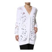 Dolce & Gabbana Vit Blommig Cardigan Tröja Knappstängning White, Dam