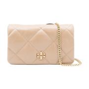 Tory Burch Beige Läder Miniväska med Guldtonad Maskinvara Beige, Dam