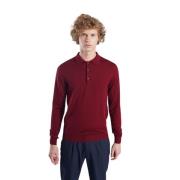 L'Exception Paris Merinoull Burgundy Långärmad Polo Red, Herr