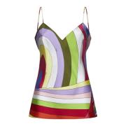 Emilio Pucci Abstrakt Tryck Siden Camisole Topp Multicolor, Dam