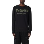 Alexander McQueen Graffiti Print Sweater Black, Herr