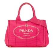 Prada Vintage Pre-owned Canvas handvskor Pink, Dam