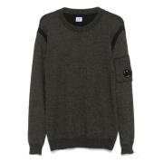 C.p. Company Lambswool Crewneck Sweater med Ciniglia Detalj Blue, Herr