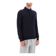 Ermenegildo Zegna Lyxig Cashmere Siden Polo Tröja Blue, Herr