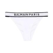 Balmain Vit Logo String Bikini Trosor White, Dam