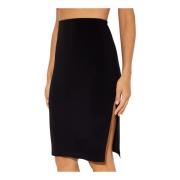 Norma Kamali Svart Split Midi Kjol Black, Dam