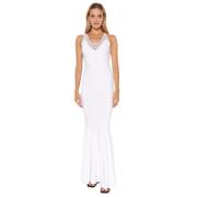 Norma Kamali Vit Maxi Klänning Mesh Insats V-ringning White, Dam