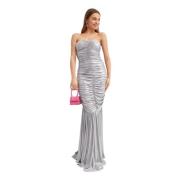 Norma Kamali Metallic Maxi Klänning Gray, Dam