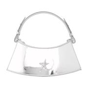 Mugler Silver Metallic Clutch med Stjärnfoder White, Dam