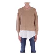 Liu Jo Beige tröja med knappdetaljer Beige, Dam