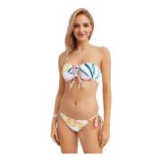 Charo Ruiz Ibiza Abstrakt Bandeau Bikini Topp med Front Tie White, Dam