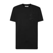 Philipp Plein Svart gotisk T-shirt med kristallutsmyckningar Black, He...