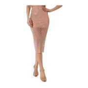 Santa Brands Rosa Kristall Mesh Midi Kjol Pink, Dam