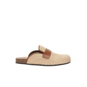 JW Anderson Beige raffia mules med läderdetaljer Beige, Dam