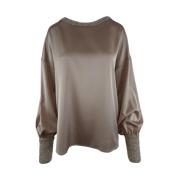 D.Exterior Elegant Satin Brun Skjorta Kvinnor Brown, Dam