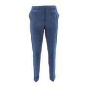 D.Exterior Blå Linne Slim-Fit Byxor med Lurex Blue, Dam