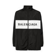 Balenciaga Logo Zip Up Jacket Black Black, Herr