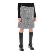 Burberry Veckad hundtandsrutig kilt med fransar Gray, Dam