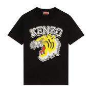 Kenzo Svart Varsity Jungle T-shirt Black, Dam