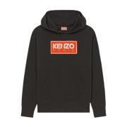 Kenzo Svart huvtröja med tryckt logotyp Black, Dam